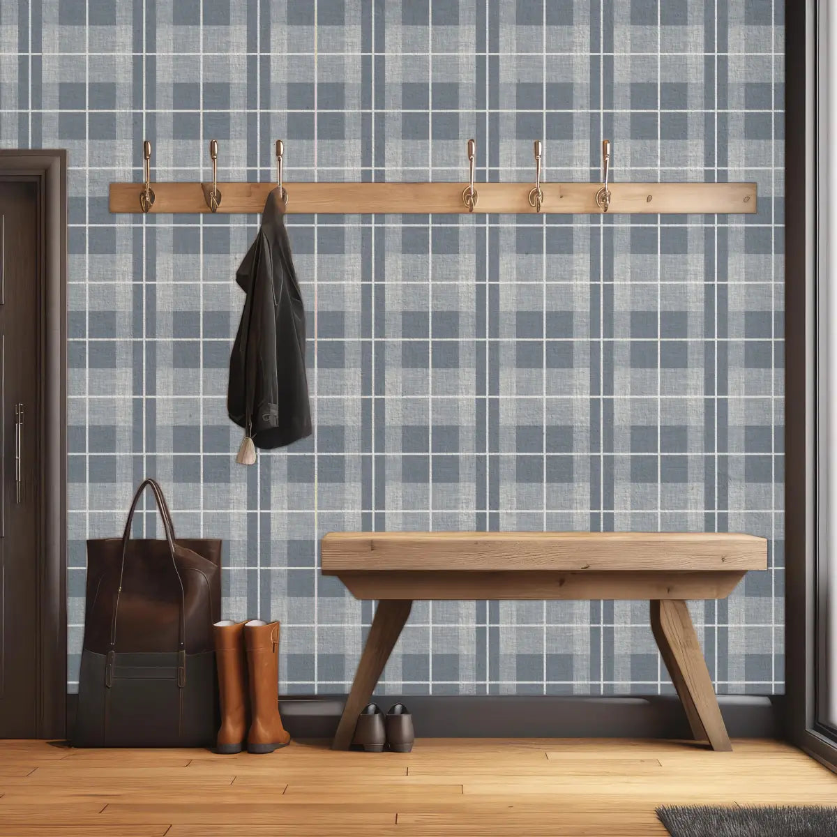 Callen Wallpaper - Blue Plaid - by Kathryn Therese - Loomwell Home Goods