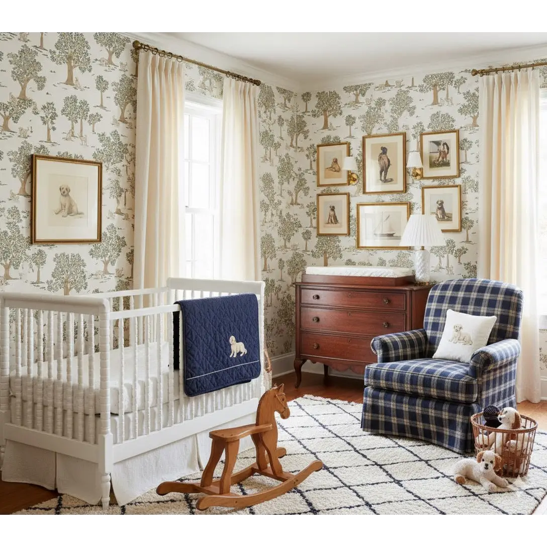 Camden Wallpaper - Trees and Dogs - by Beeky Illustration - Loomwell Home Goods