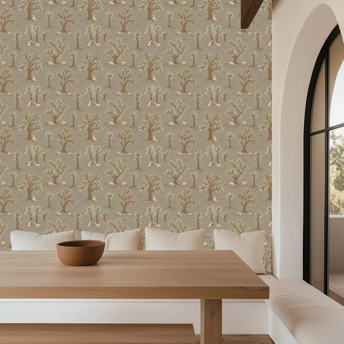 Camden Wallpaper - Trees and Dogs - by Beeky Illustration - Loomwell Home Goods