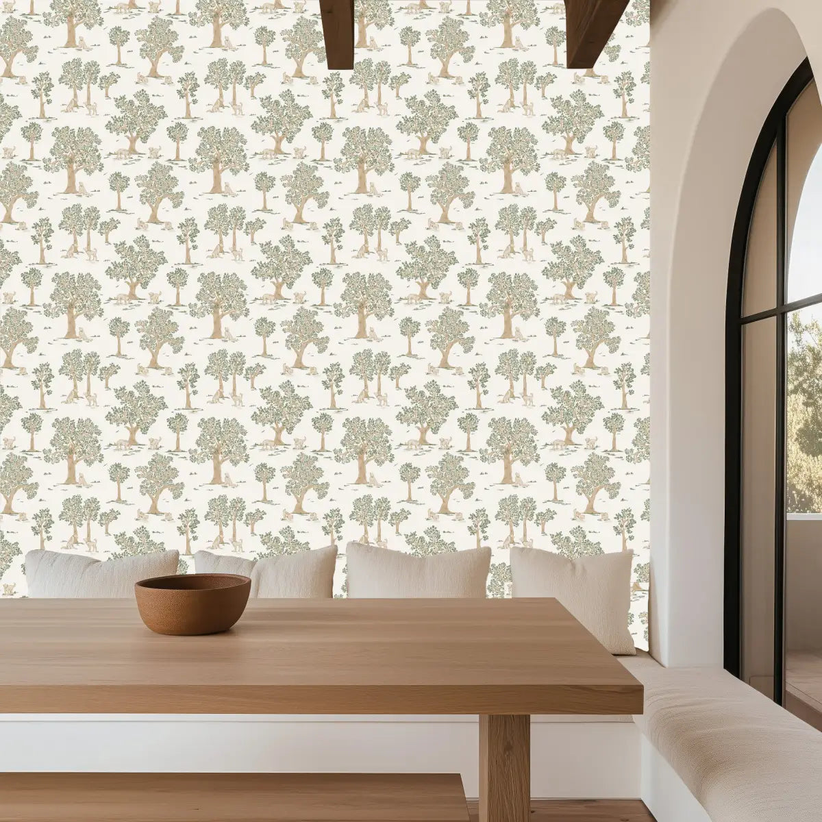 Camden Wallpaper - Trees and Dogs - by Beeky Illustration - Loomwell Home Goods