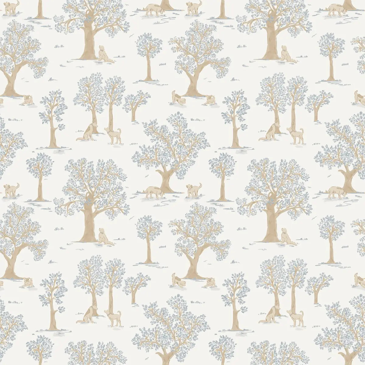 Camden Wallpaper - Trees and Dogs - by Beeky Illustration - Loomwell Home Goods