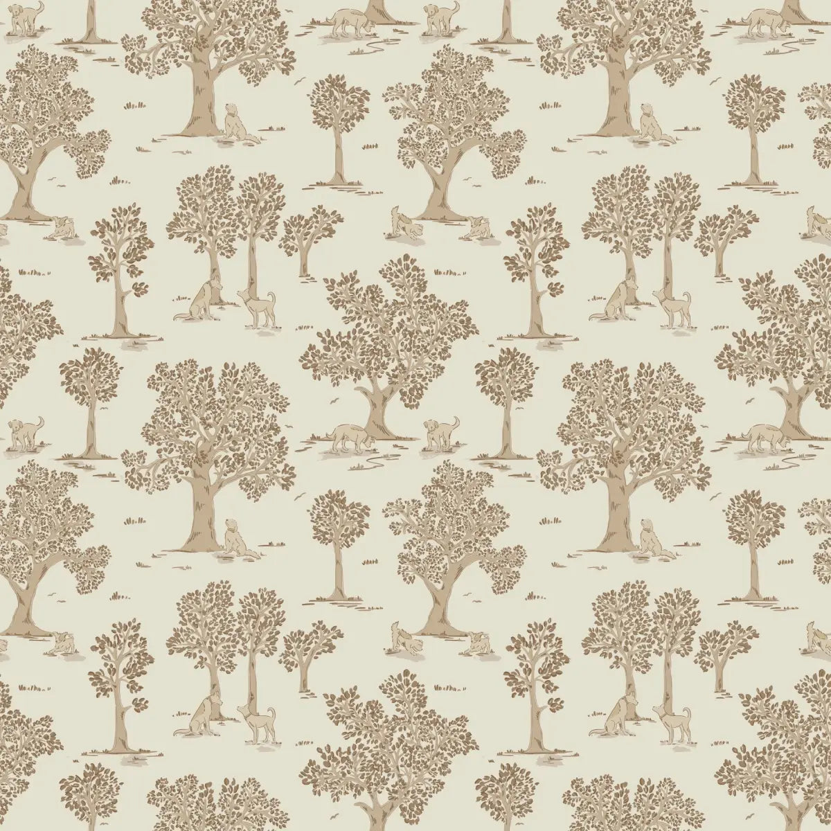 Camden Wallpaper - Trees and Dogs - by Beeky Illustration - Loomwell Home Goods