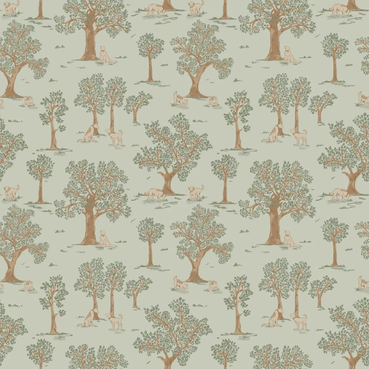 Camden Wallpaper - Trees and Dogs - by Beeky Illustration - Loomwell Home Goods