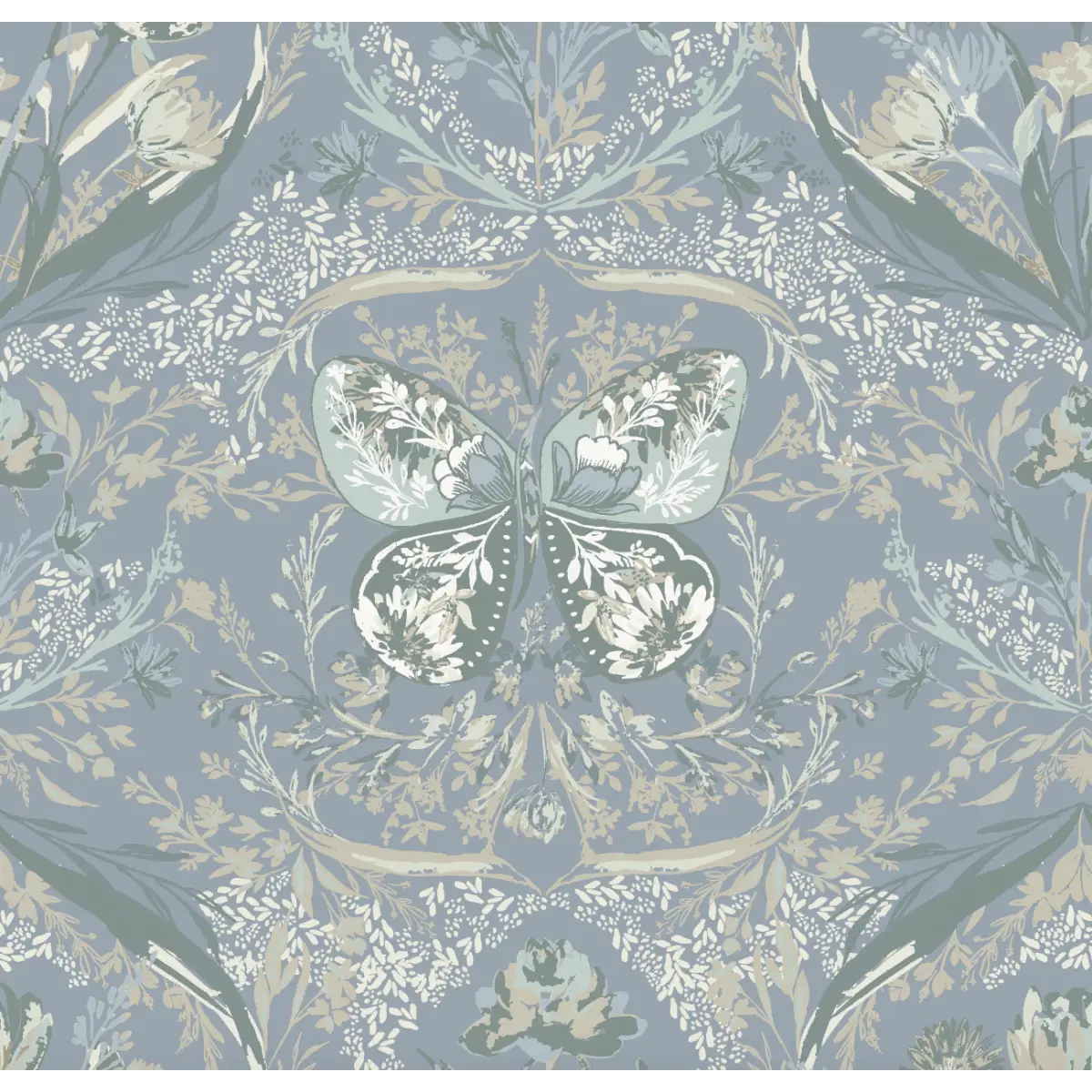 Cami Wallpaper - Boho Butterflies - by Trisha Patel - Sample 1 foot by 1 foot / Blue - Loomwell Home Goods
