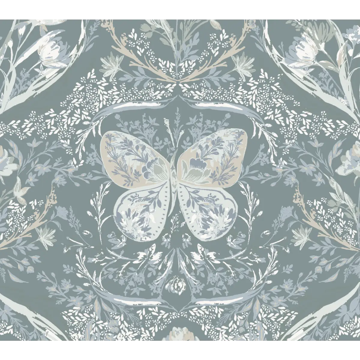 Cami Wallpaper - Boho Butterflies - by Trisha Patel - Sample 1 foot by 1 foot / Teal - Loomwell Home Goods