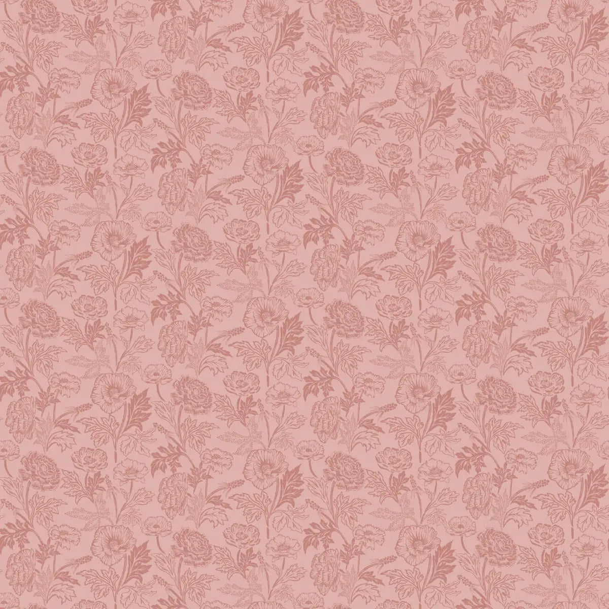 Camila Wallpaper - Poppies - by Yorkville Studio - Sample 1 foot by 1 foot / Pink - Loomwell Home Goods