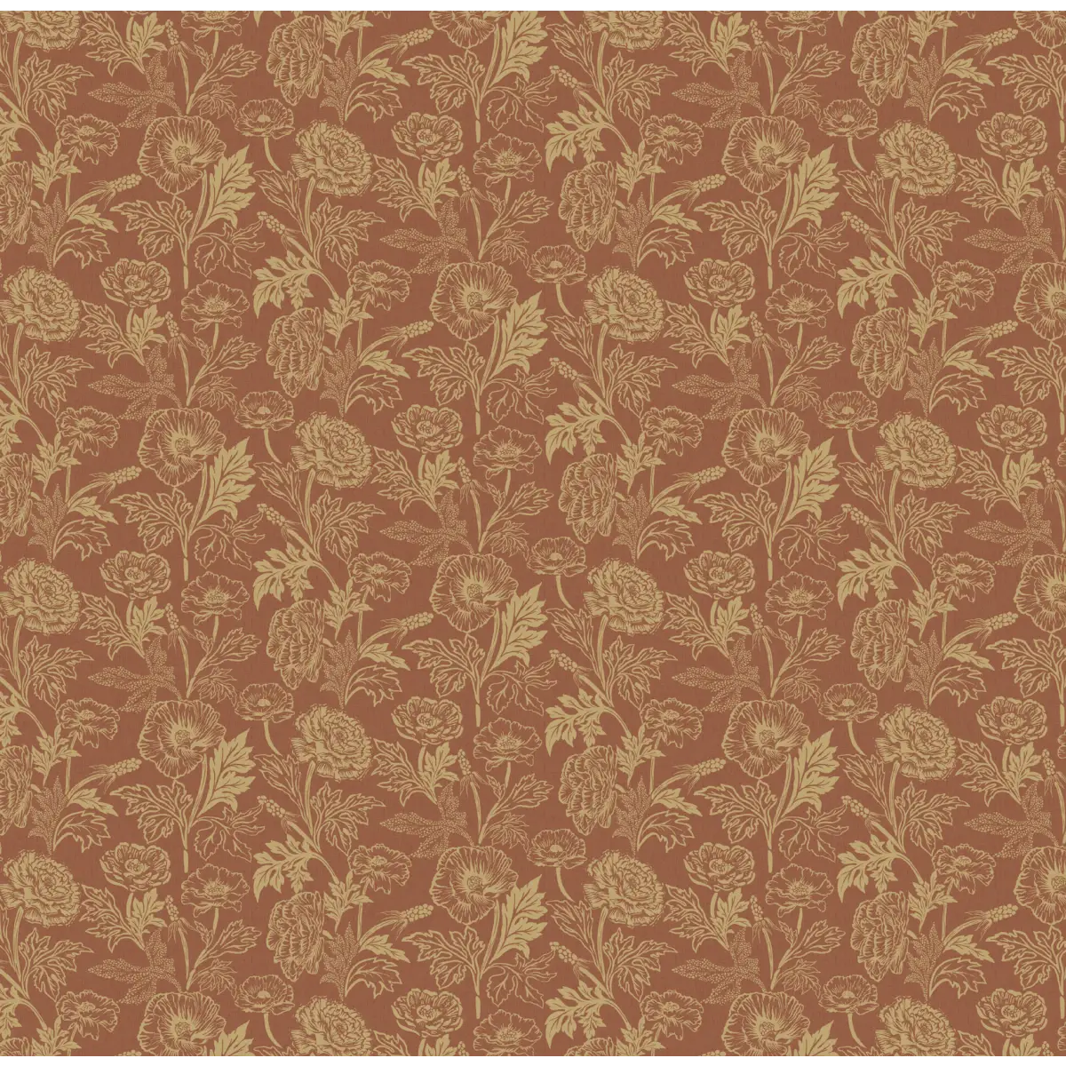 Camila Wallpaper - Poppies - by Yorkville Studio - Sample 1 foot by 1 foot / Rust - Loomwell Home Goods