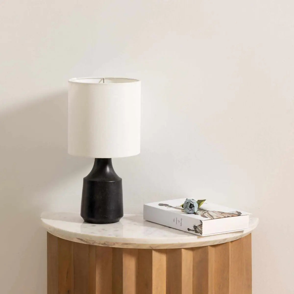 Canayan Black and Natural Resin Table Lamp - 18’’H x 8’’W x 8’’D - Boutique Rugs