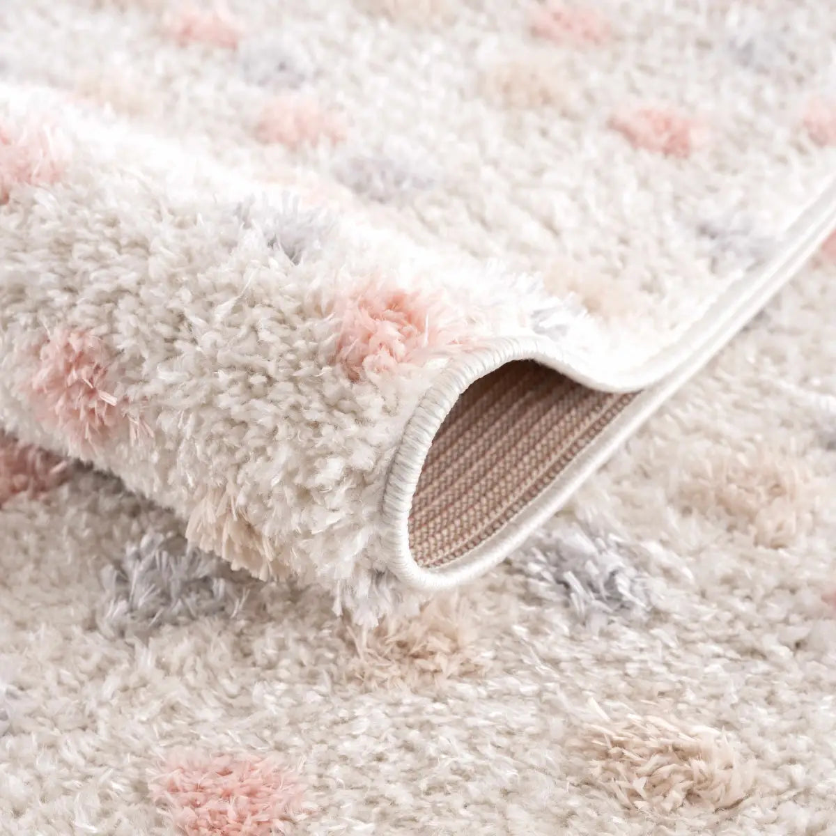 Cansu Pink & Cream Dotted Area Rug - Boutique Rugs