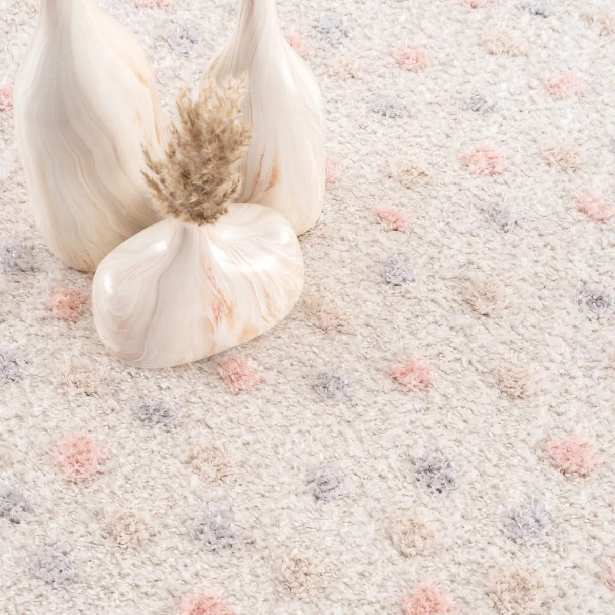 Cansu Pink & Cream Dotted Area Rug - Boutique Rugs