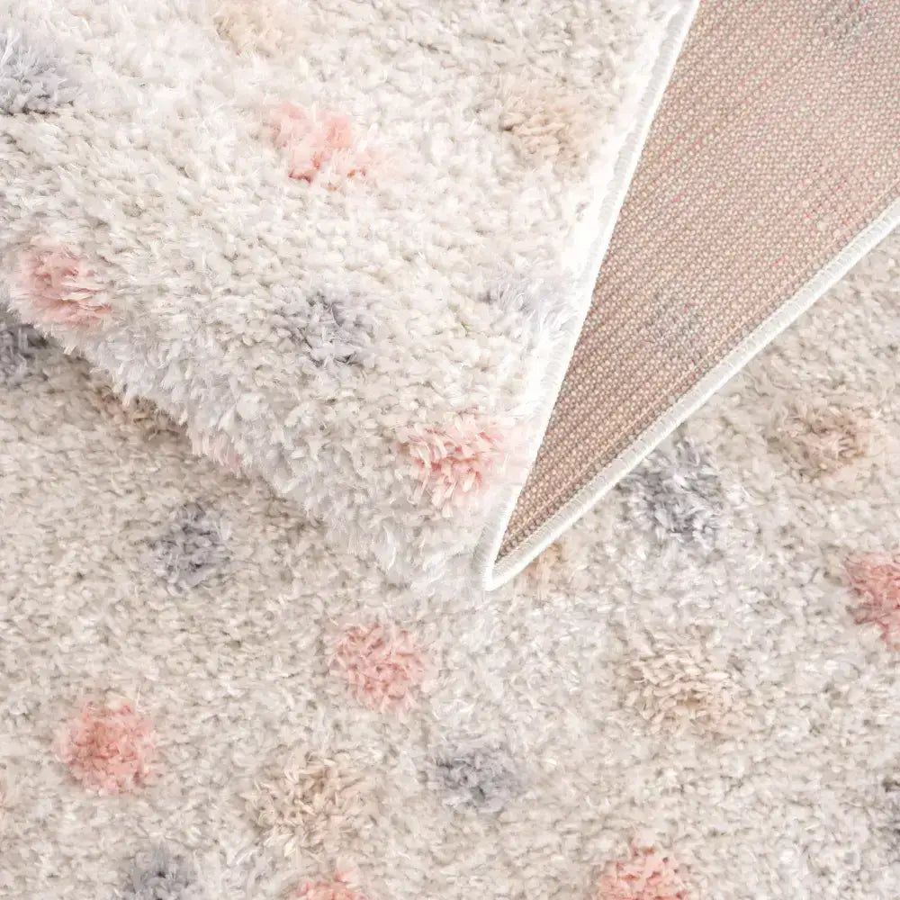 Cansu Pink & Cream Dotted Area Rug - Boutique Rugs