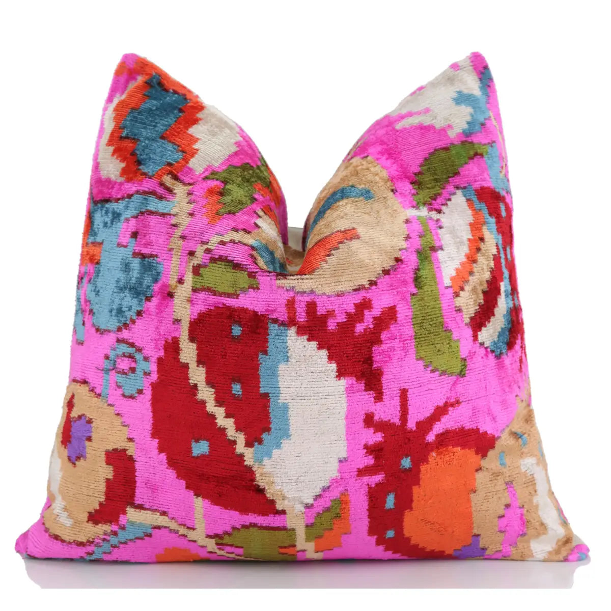 Luxury Silk Velvet Pillow – Pink Floral Square 20x20’’ - Canvello