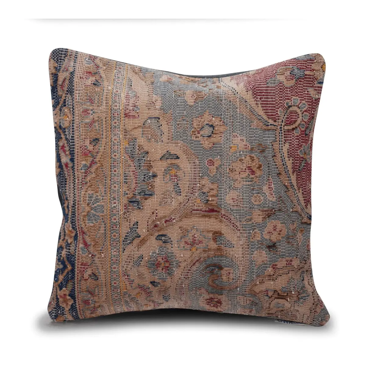 Canvello Antique Handmade Kerman Rug Pillow - 18’’x18’’ - Canvello