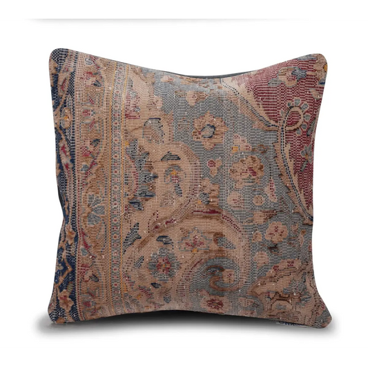 Canvello Antique Handmade Kerman Rug Pillow - 18’’x18’’ - Canvello