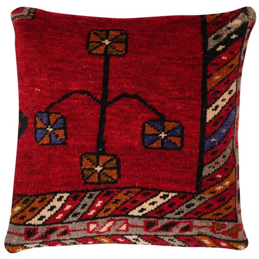 Canvello Antique Handmade Rug Red Cushions - 14’’x14’’ - Canvello