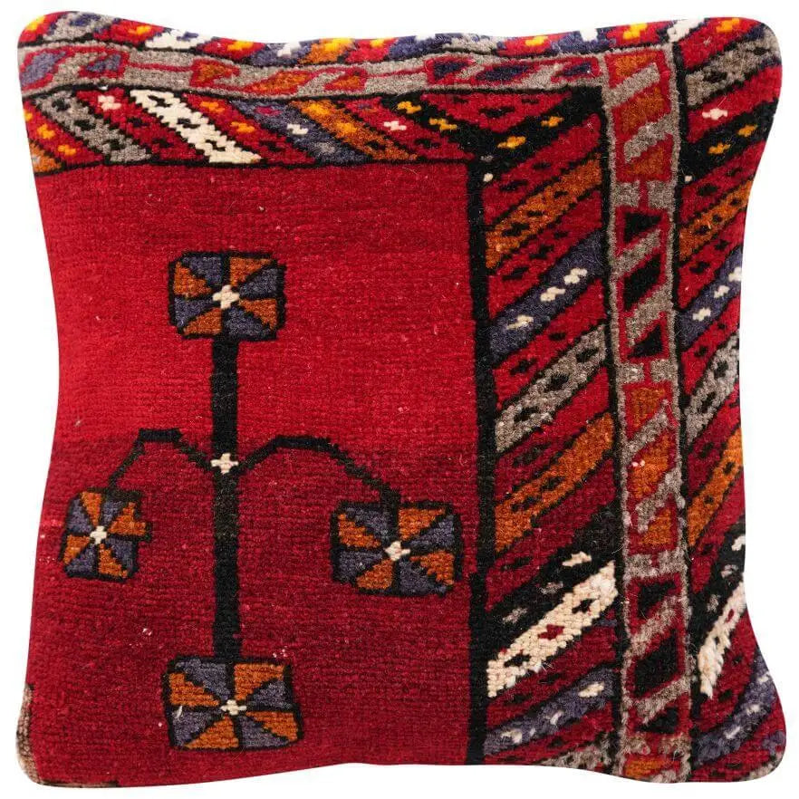 Canvello Antique Handmade Rug Wool Pillow - 14’’x14’’ - Canvello
