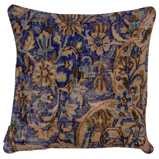 Canvello Antique Rug Blue And Brown Throw Pillows - 18’’x18’’ - Canvello