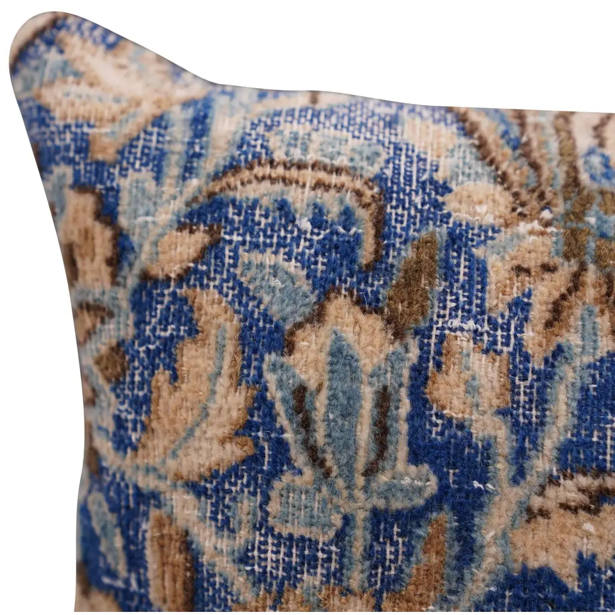 Canvello Antique Rug Blue And Brown Throw Pillows - 18’’x18’’ - Canvello