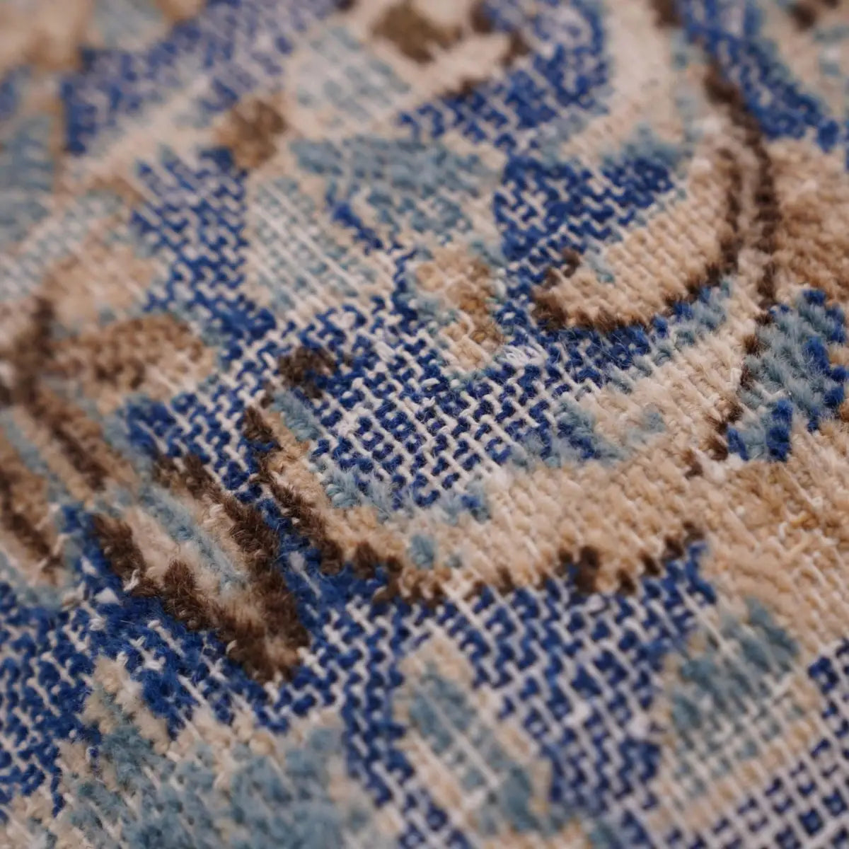 Canvello Antique Rug Blue And Brown Throw Pillows - 18’’x18’’ - Canvello