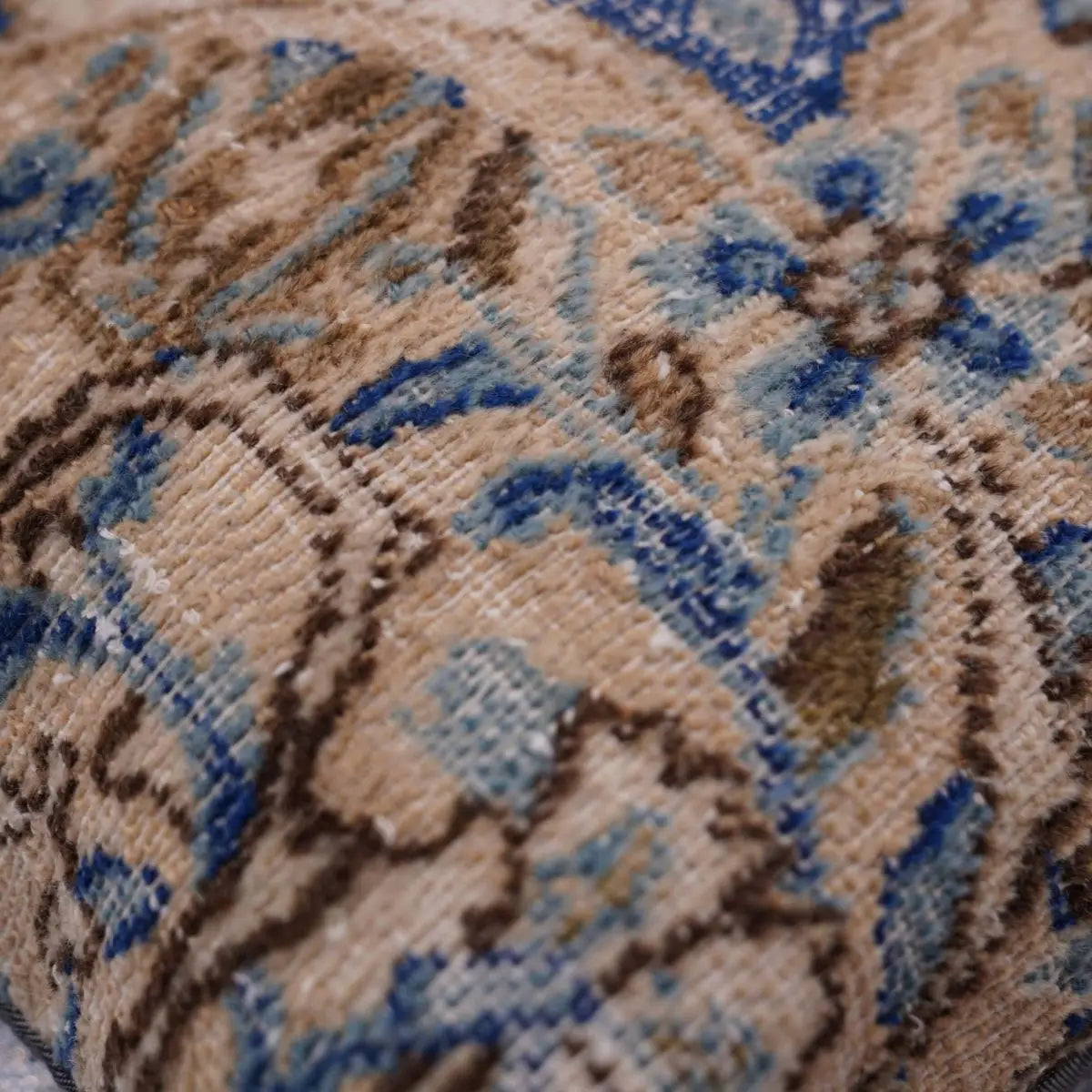 Canvello Antique Rug Blue And Brown Throw Pillows - 18’’x18’’ - Canvello