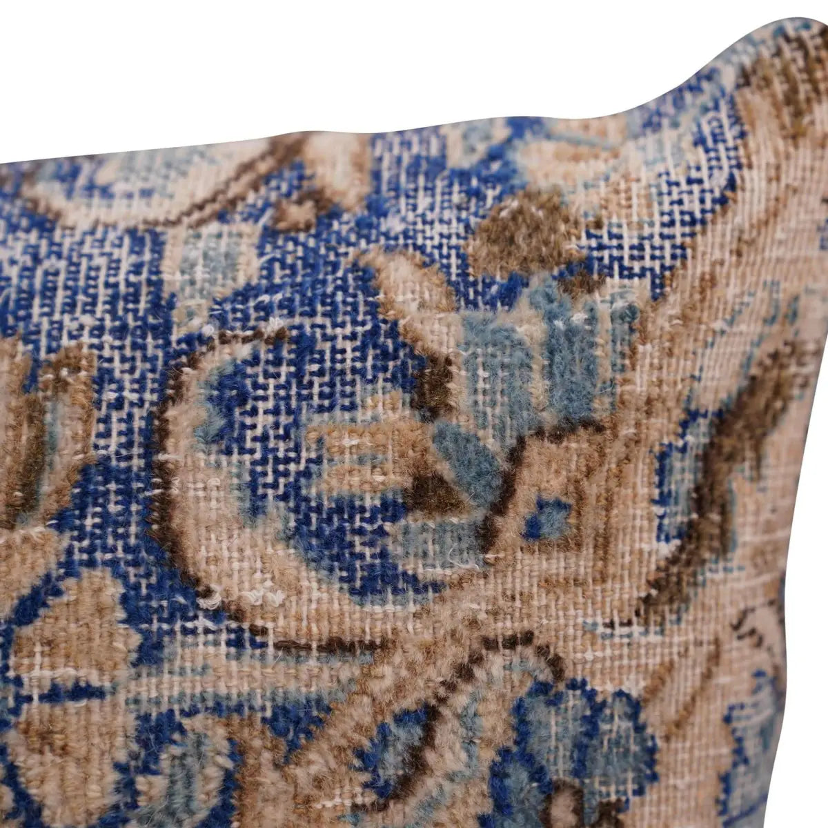 Canvello Antique Rug Blue And Brown Throw Pillows - 18’’x18’’ - Canvello