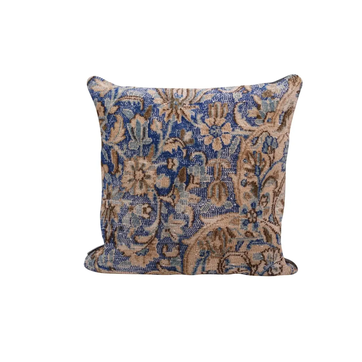 Canvello Antique Rug Blue And Brown Throw Pillows - 18’’x18’’ - Canvello