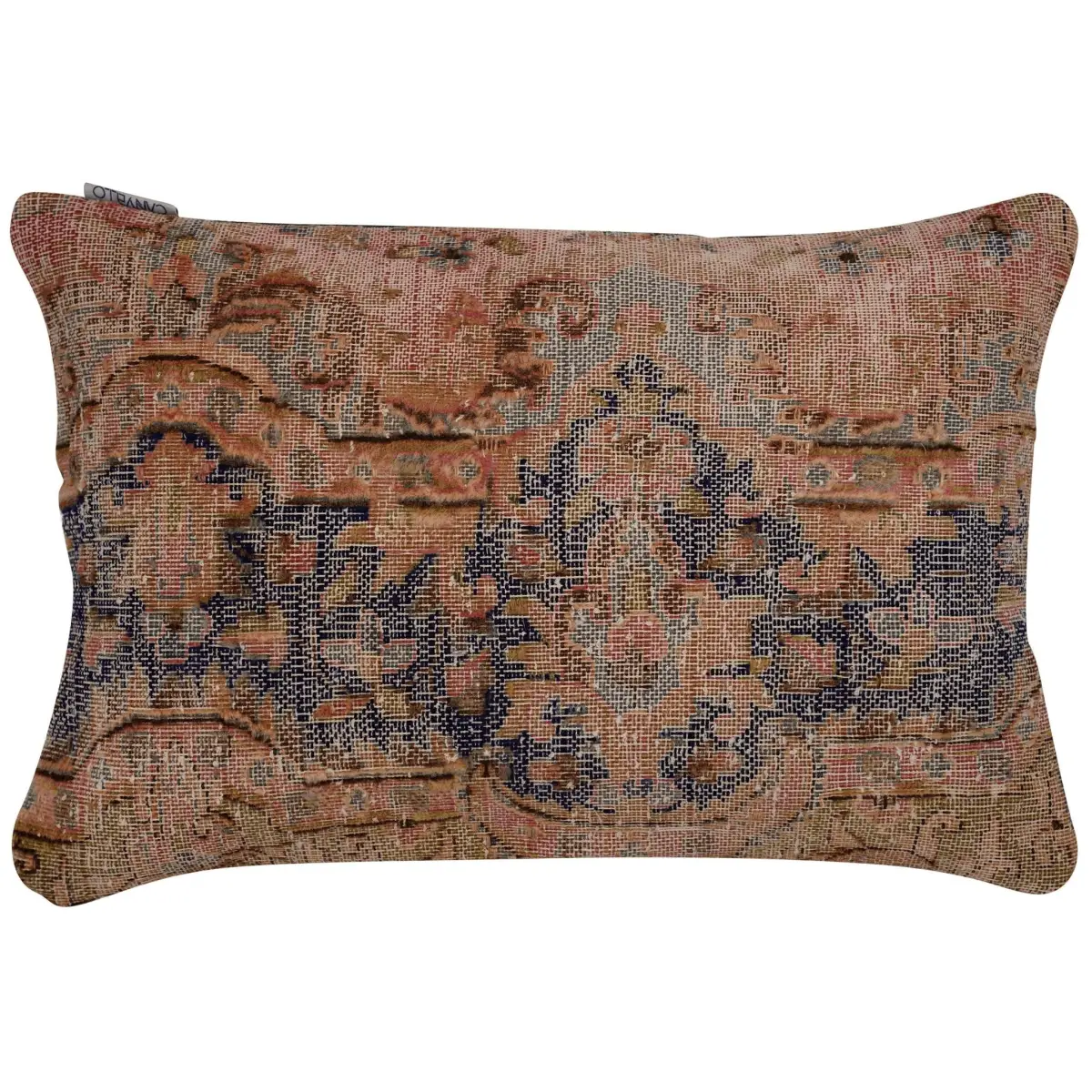 Canvello Antique Rug Navy Blue Throw Pillow - 16’’x24’’ - Canvello