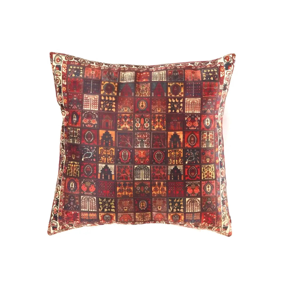 Canvello Bakhtiari Design Velvet Pillow - 16’ X 16’ - Red / 16’ X 16’ - Canvello