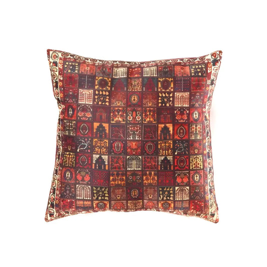 Canvello Bakhtiari Design Velvet Pillow - 16’ X 16’ - Red / 16’ X 16’ - Canvello