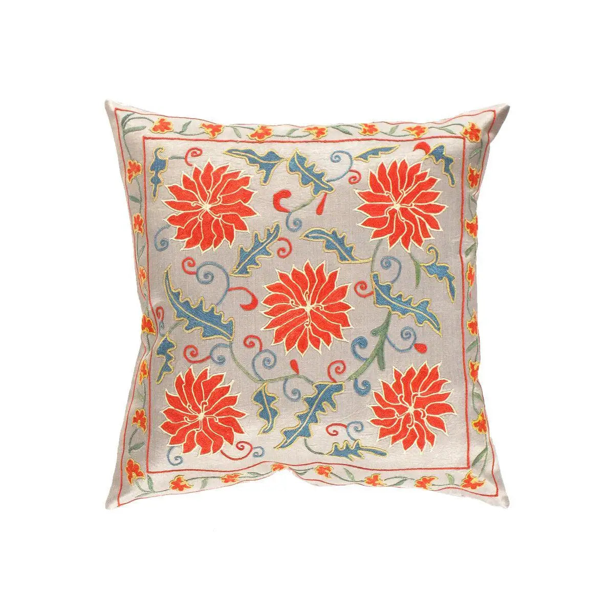 Canvello Beige Suzani Turkish Pillows - TS 202 - Beige / 20’’X20’’ - Canvello