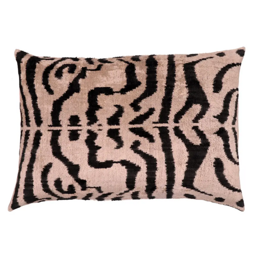 Canvello Black And Beige Tiger Print Throw Pillows | 16 x 24 in (40 x 60 cm) - Canvello
