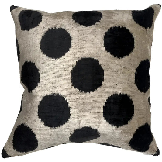 Canvello Black Dot Velvet Turkish Pillow - 16’’ X 16’’ - Black - Canvello