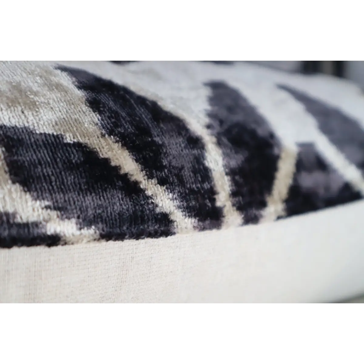 Canvello Black White Handmade 16x24 Silk Velvet Pillow Organic Veg Dyed Down/Feather Filled - Canvello