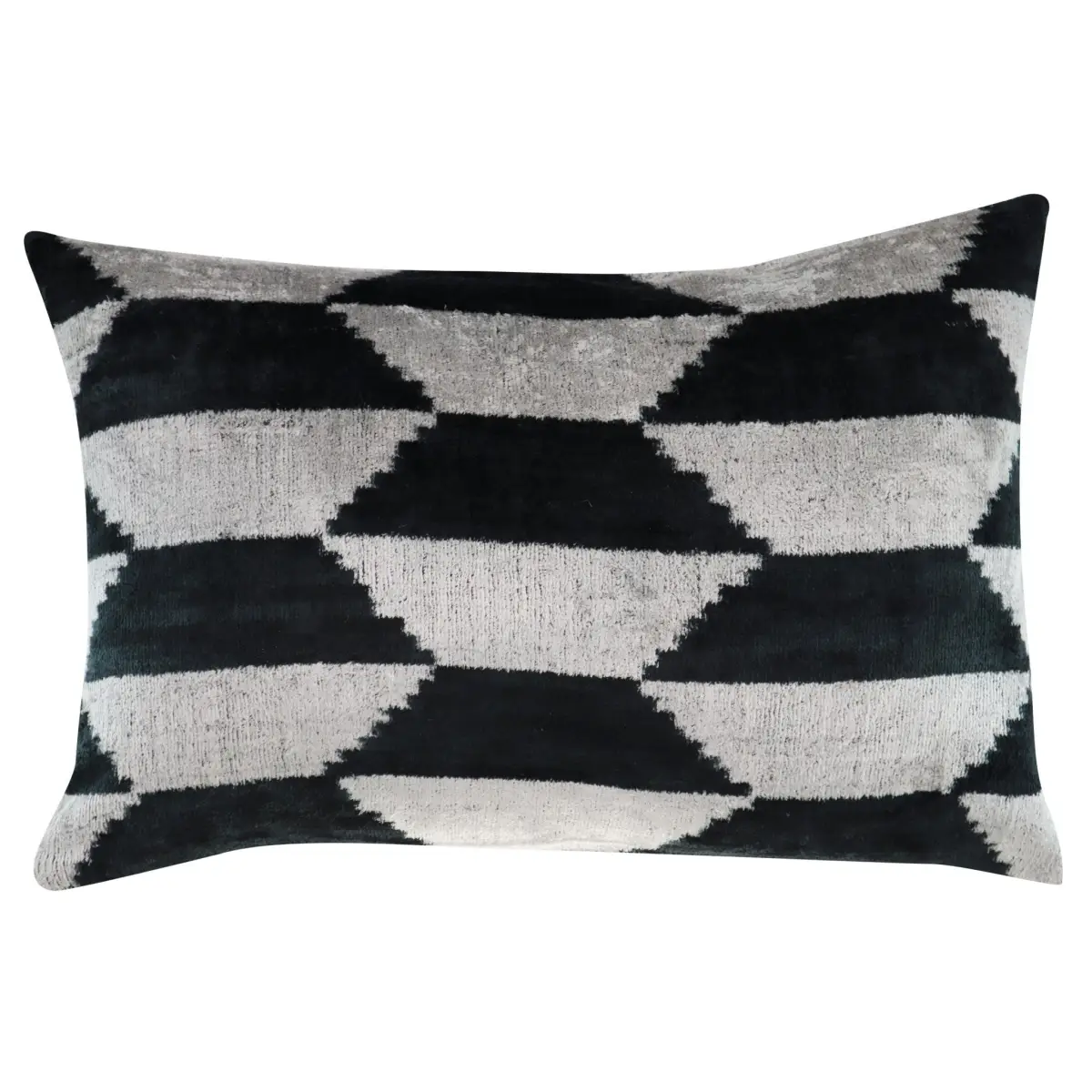 Canvello Black White Handmade 16x24 Silk Velvet Pillow Organic Veg Dyed Down/Feather Filled - Canvello