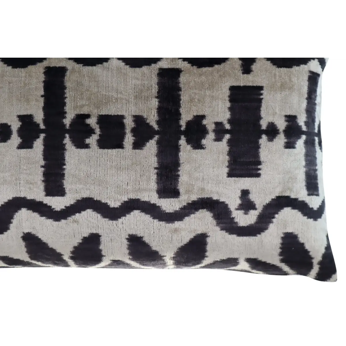 Canvello Black White Handmade 16x24 Silk Velvet Pillow Organic Veg Dyed Down/Feather Filled - Canvello