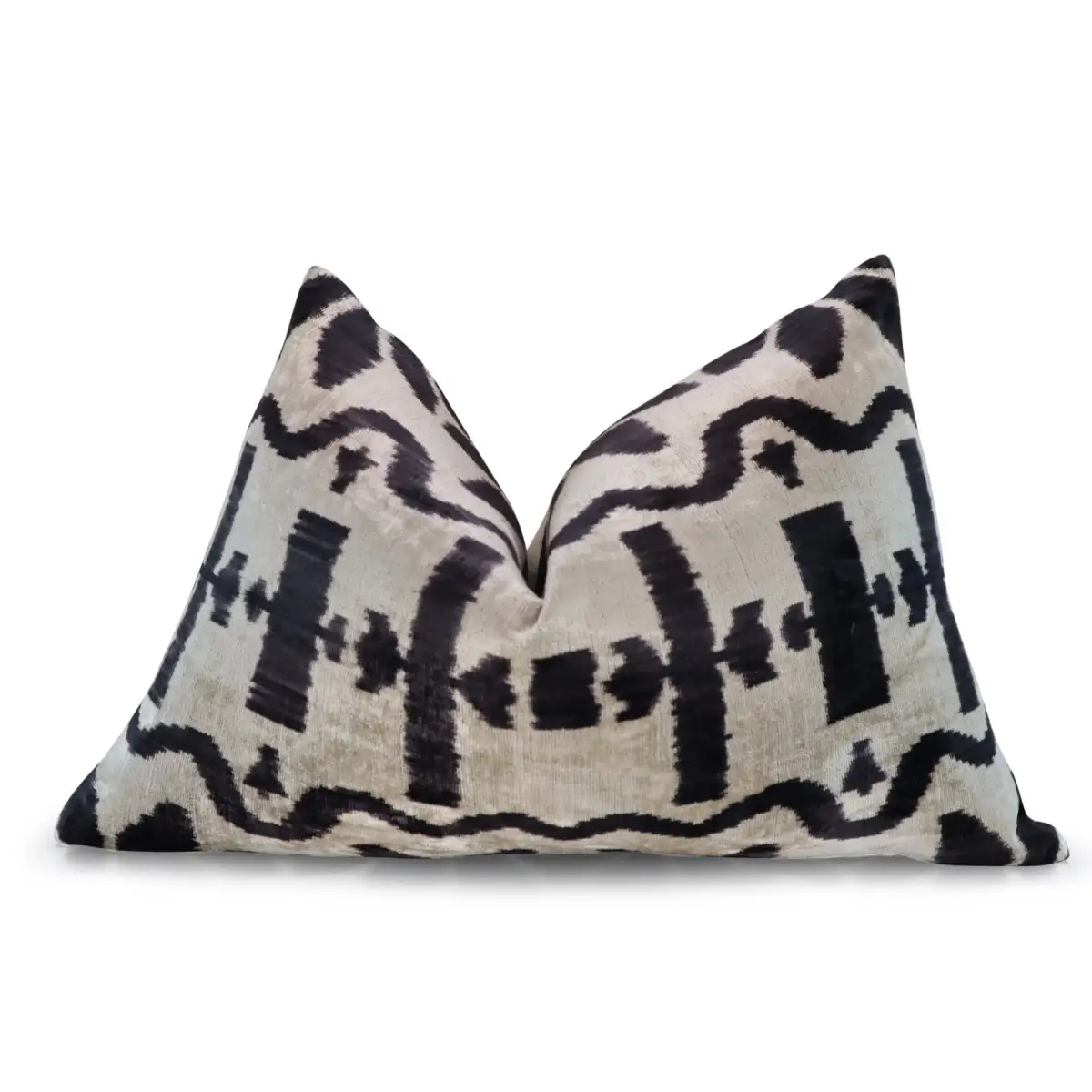 Canvello Black White Handmade 16x24 Silk Velvet Pillow Organic Veg Dyed Down/Feather Filled - Canvello