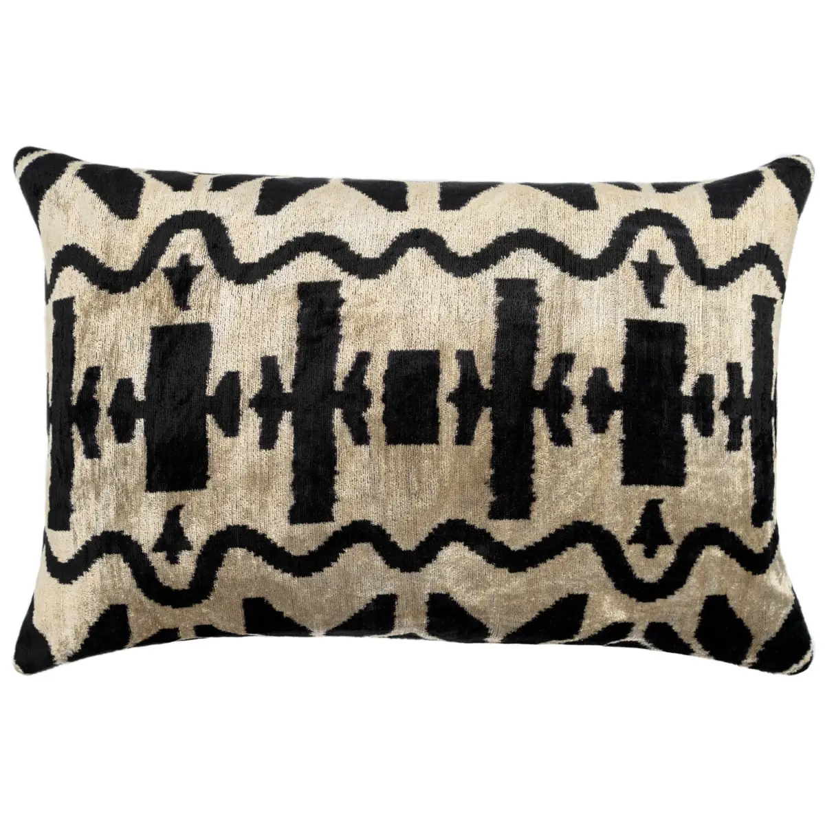 Canvello Black White Handmade 16x24 Silk Velvet Pillow Organic Veg Dyed Down/Feather Filled - Canvello