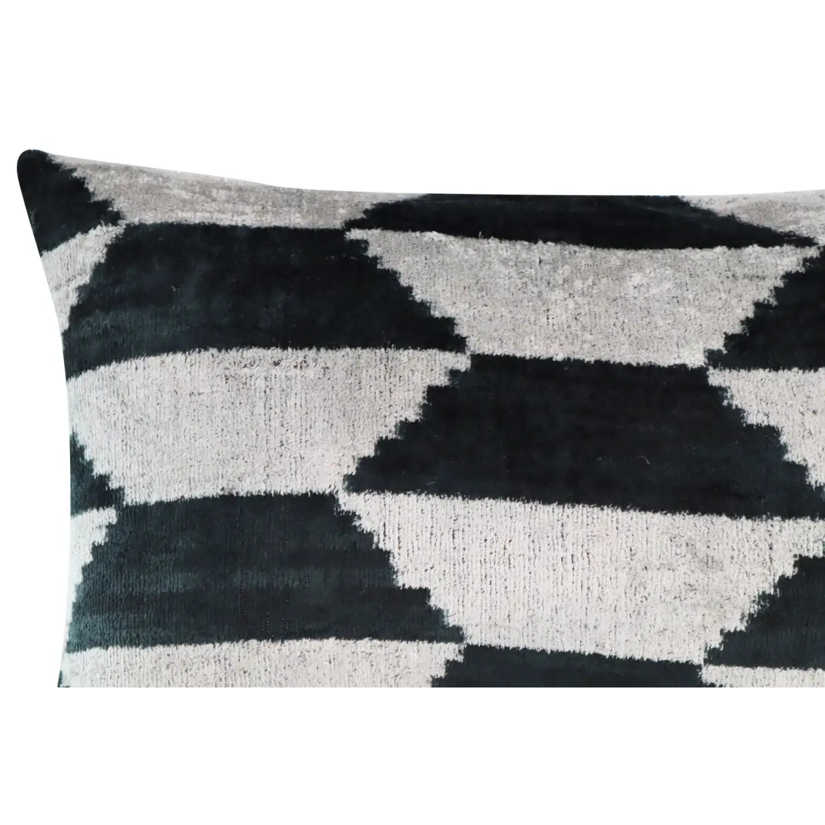 Canvello Black White Handmade 16x24 Silk Velvet Pillow Organic Veg Dyed Down/Feather Filled - Canvello
