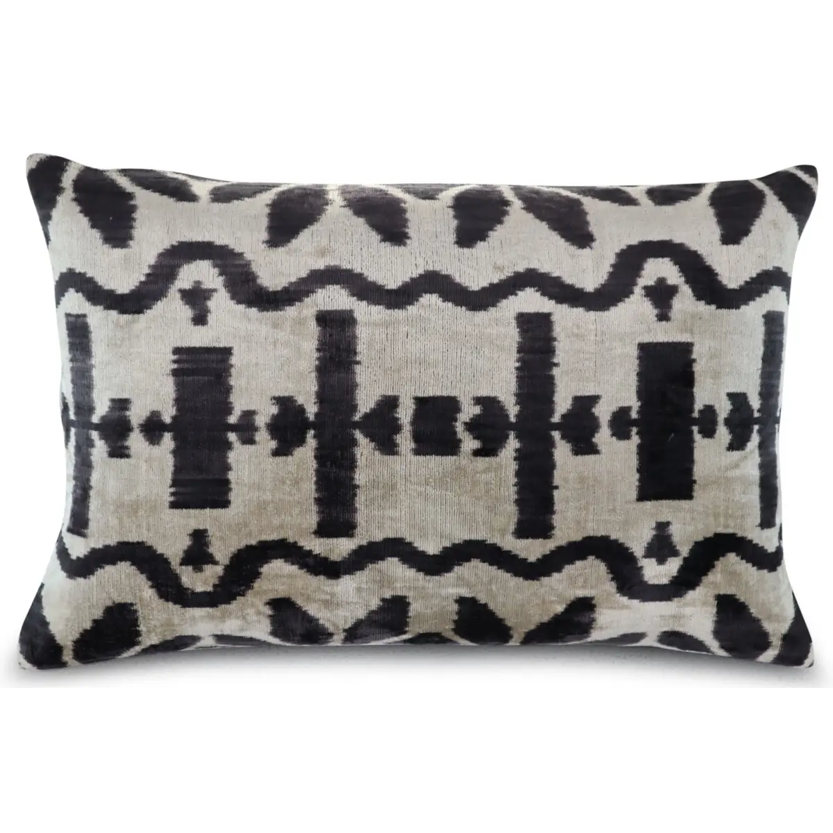 Canvello Black White Handmade 16x24 Silk Velvet Pillow Organic Veg Dyed Down/Feather Filled - Canvello