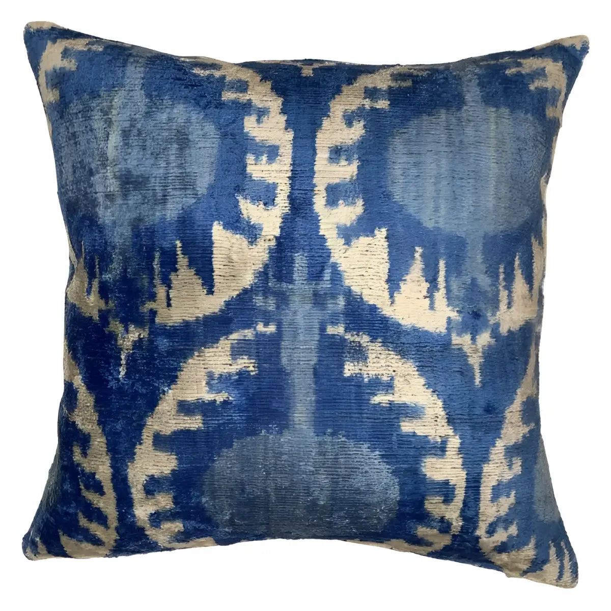 Canvello Blue Turkish Velvet Ikat Pillow - 16’’ X 16’’ - light blue - Canvello