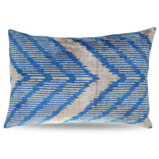 Canvello Blue And White Chevron Pillows For Couch - 16x24 - Canvello
