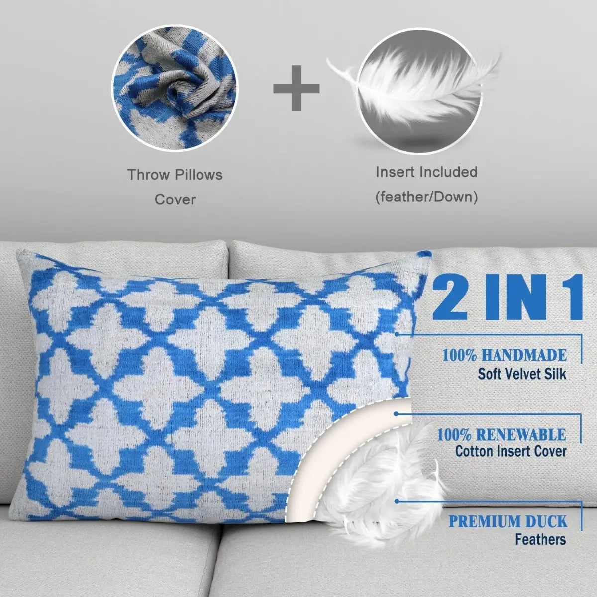 Canvello Blue And White Pillows For Couch - 16x24 - Canvello