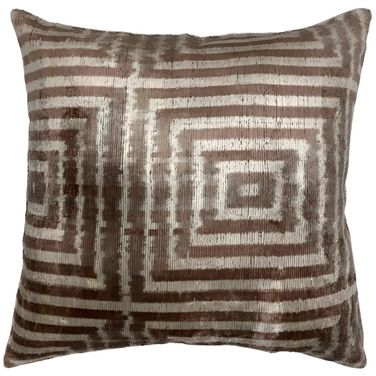 Canvello Brown Velvet Turkish Ikat Pillow - 16’’ X 16’’ - Brown - Canvello