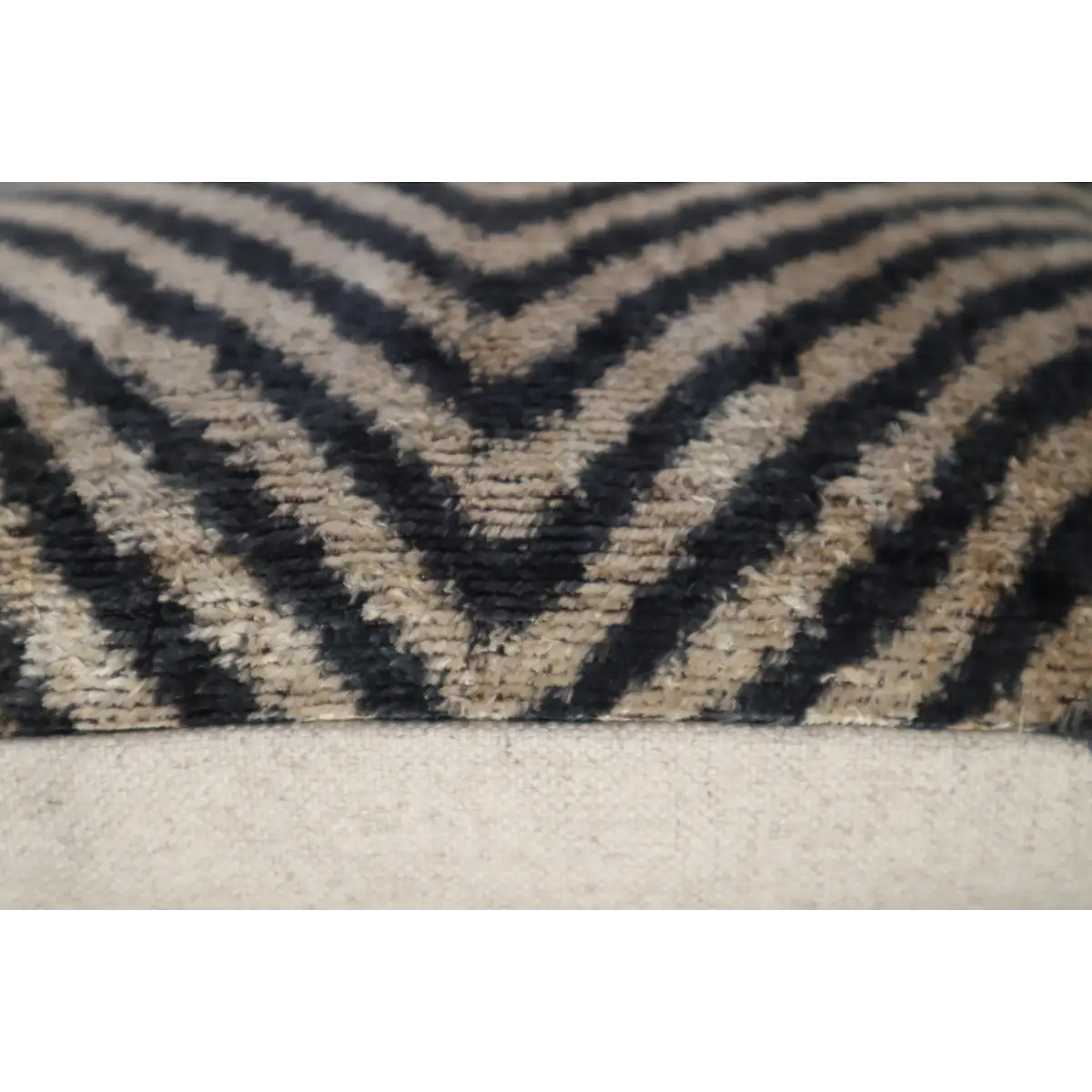 Canvello Decorative Black Ivory Chevron Throw Pillow Down Feather Filled - 16x16 - Canvello