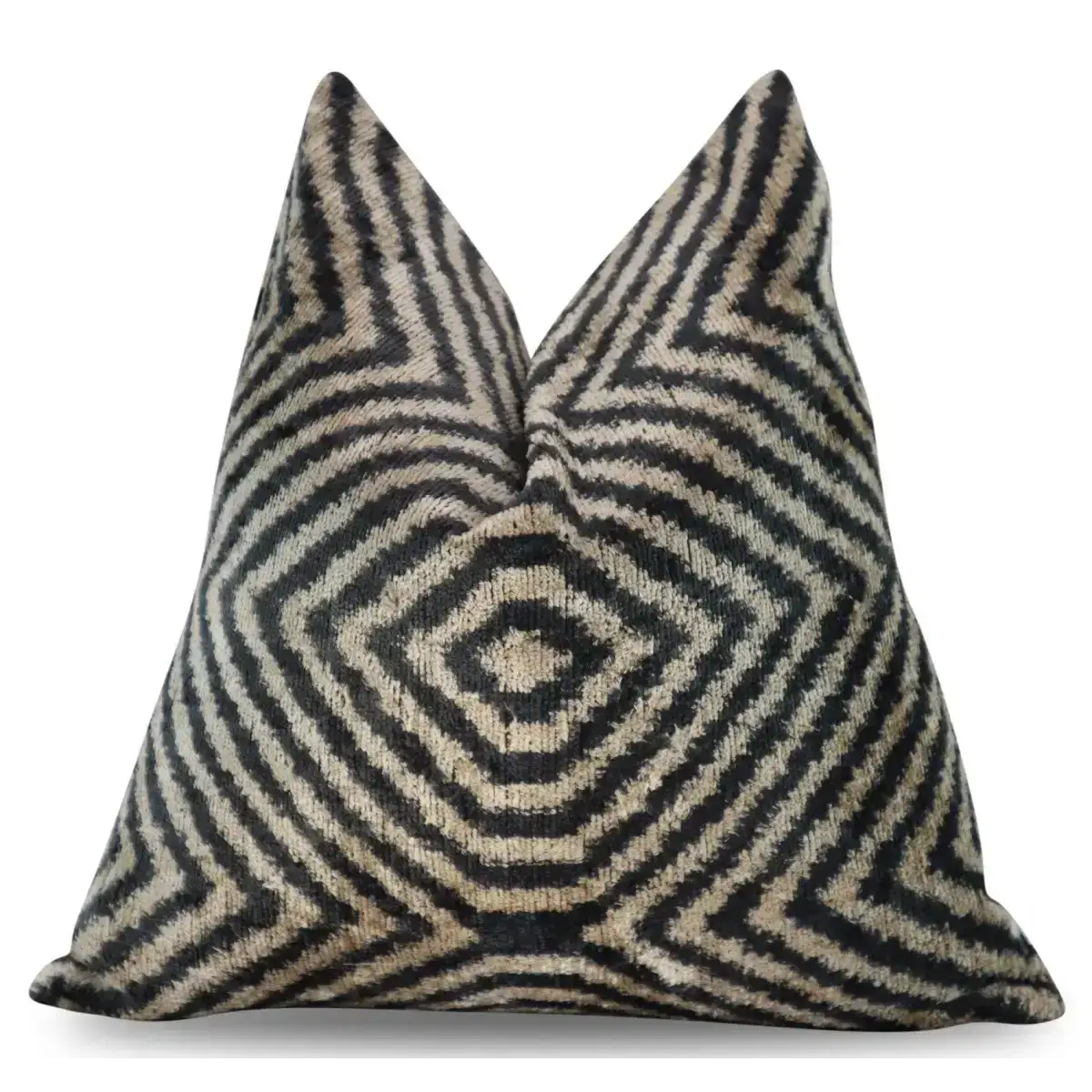 Canvello Decorative Black Ivory Chevron Throw Pillow Down Feather Filled - 16x16 - Canvello