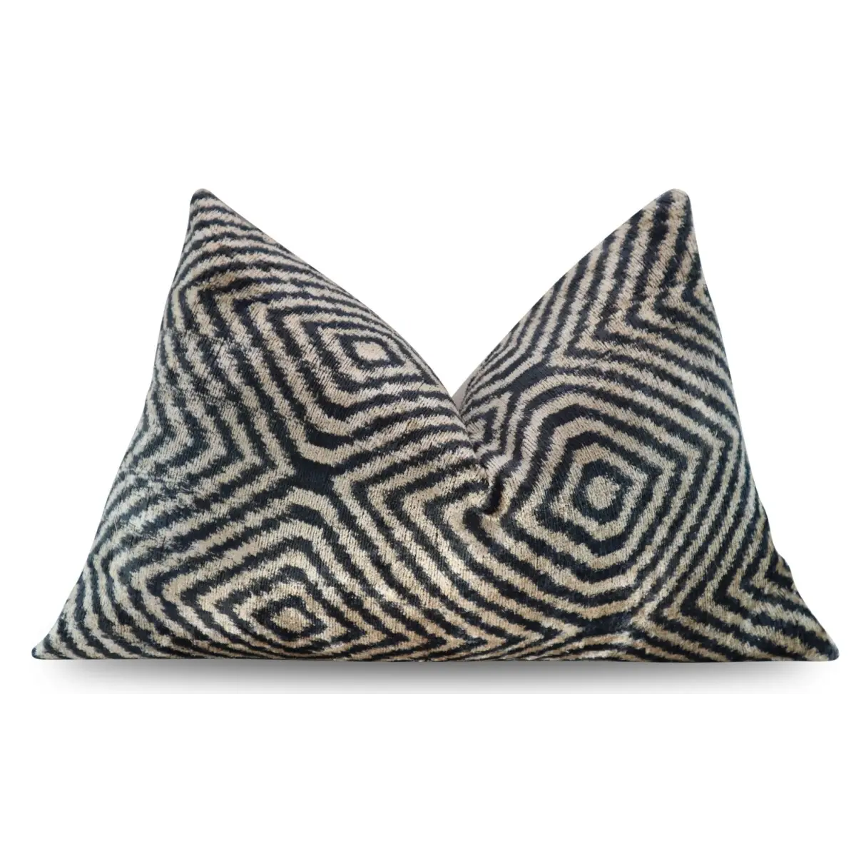 Canvello Decorative Black Ivory Chevron Throw Pillow Down Feather Filled - 16x24 - Canvello