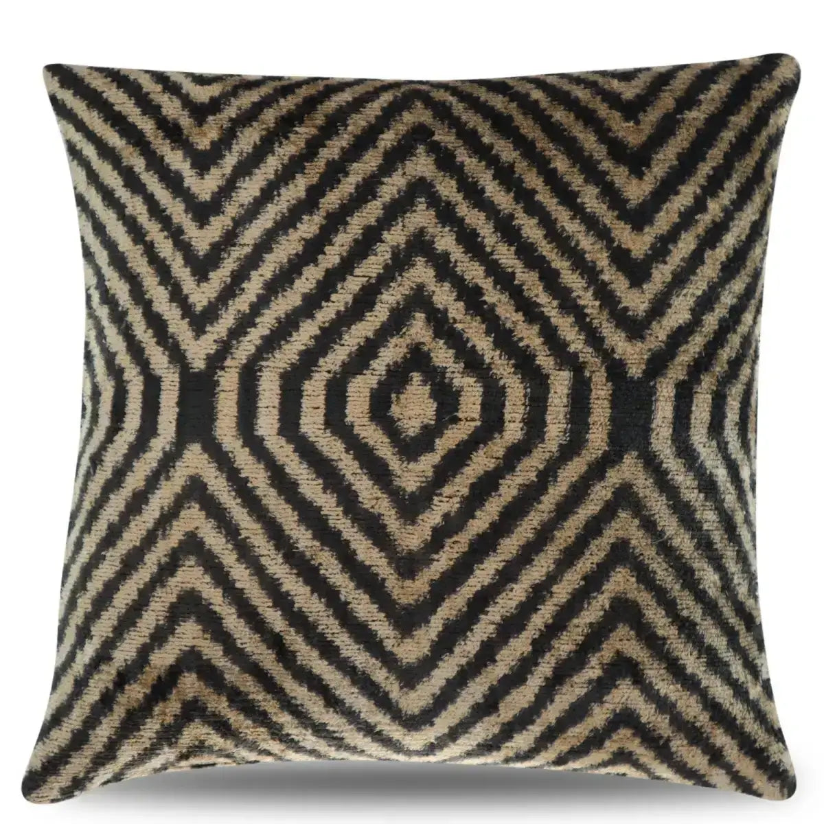 Canvello Decorative Black Ivory Chevron Throw Pillow Down Feather Filled - 16x16 - Canvello