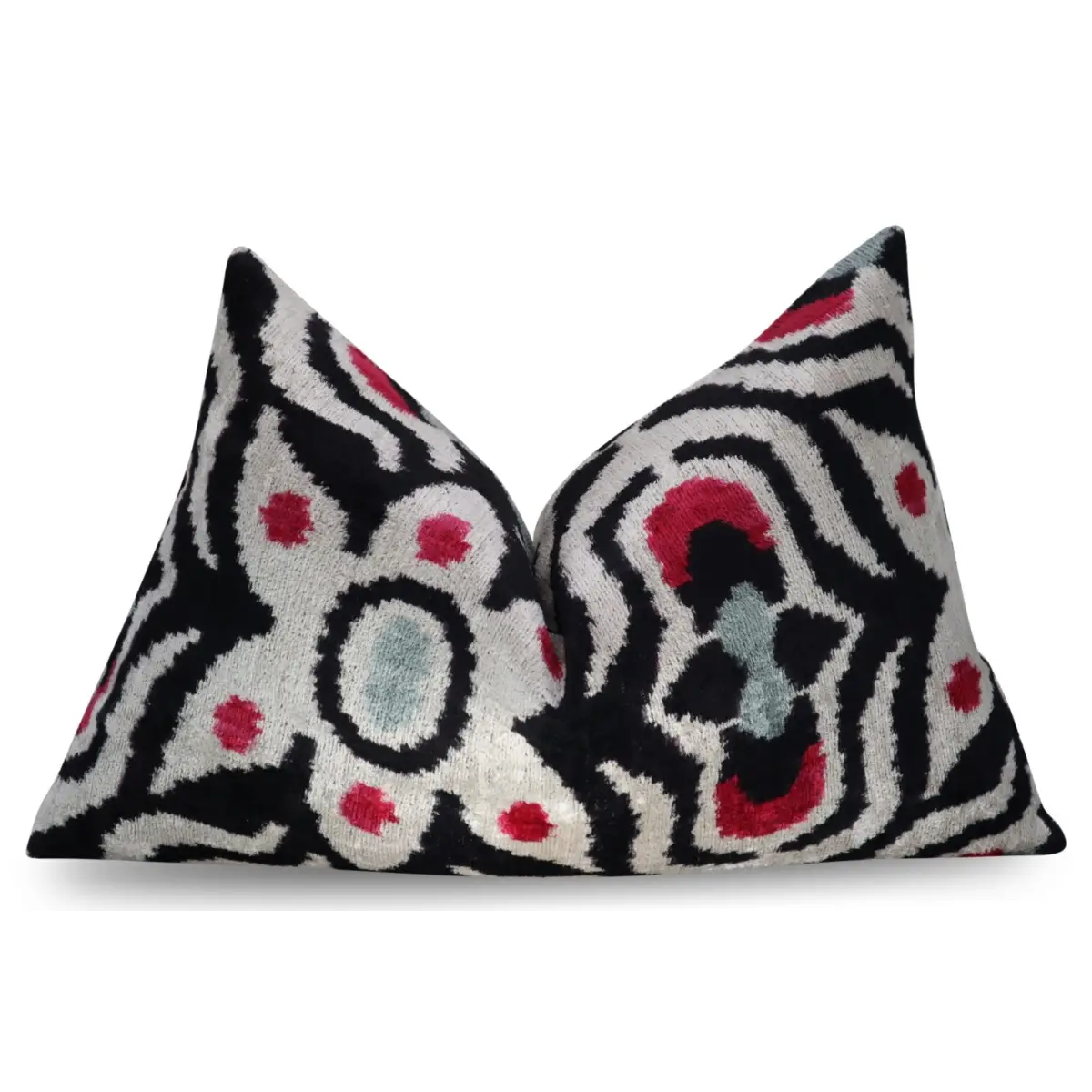 Canvello Decorative Black White Red Geometric Throw Pillow Down Feather Filled - 16x24 - Canvello