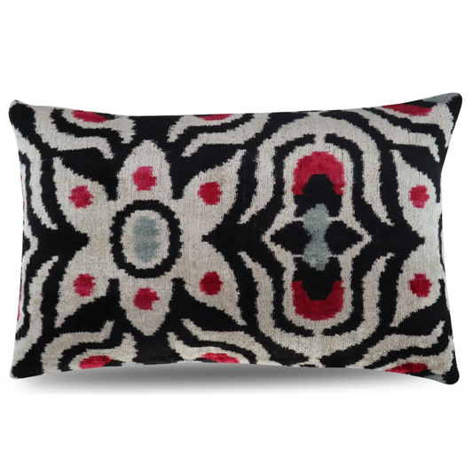 Canvello Decorative Black White Red Geometric Throw Pillow Down Feather Filled - 16x24 - Canvello