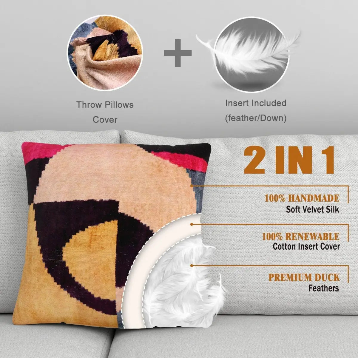 Canvello Decorative Cushion Pillows For Sofa - 20x20 - Canvello